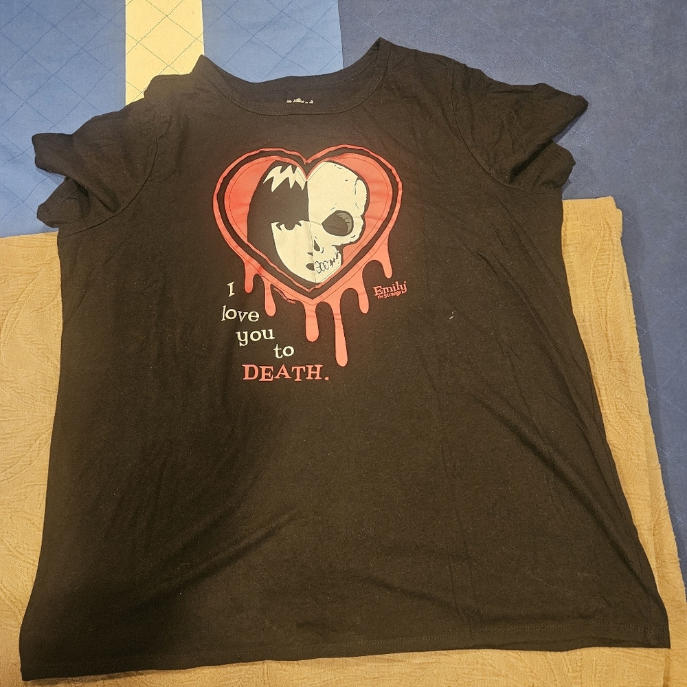 Torrid Black Tee with Heart and Skull Design